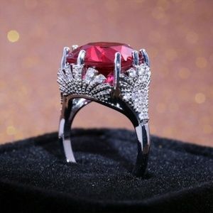 New Stamped 925 Silver Ruby Ring